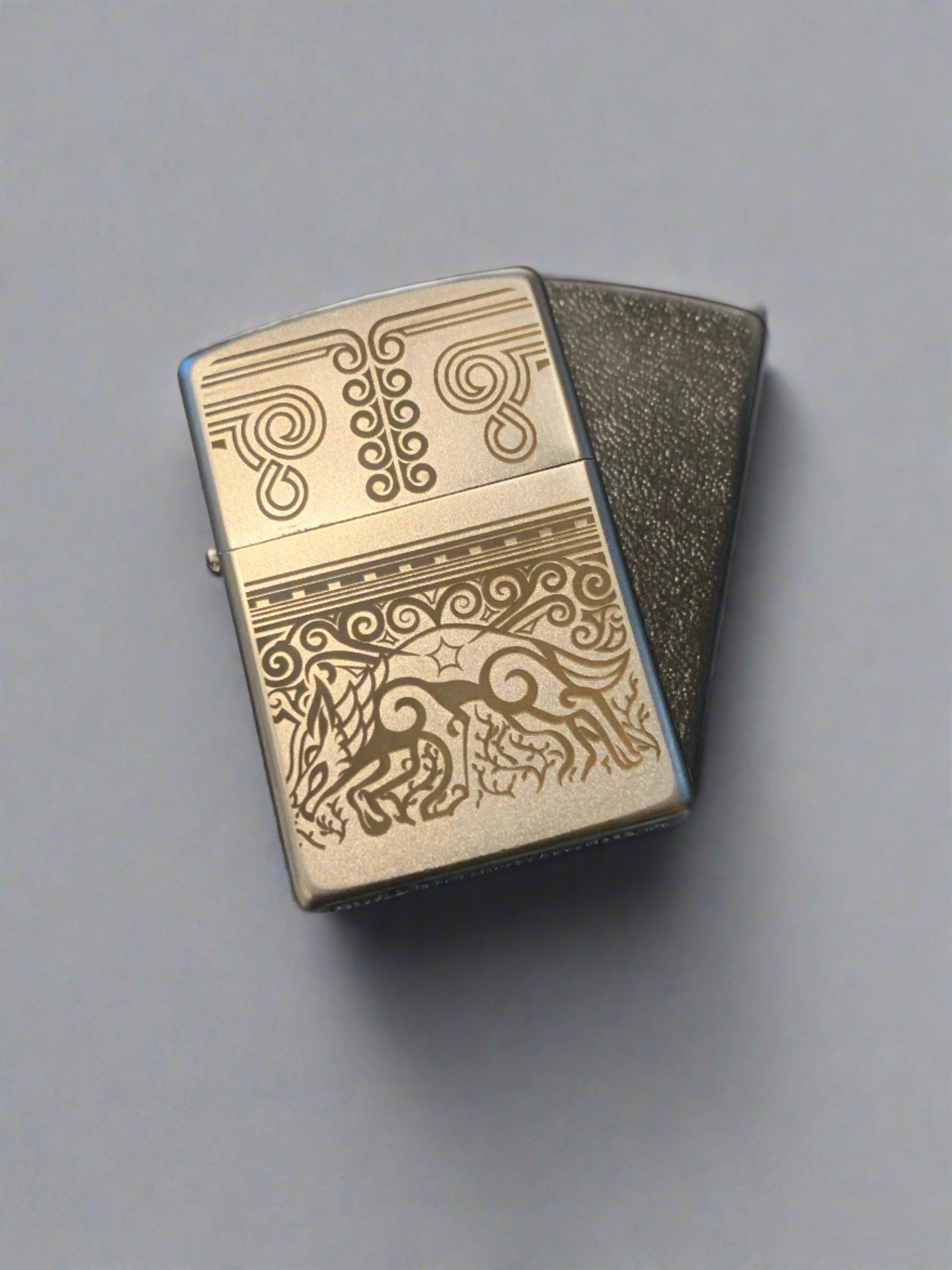 Elven Wolf Engraved Lighter – Yokai Sanctum
