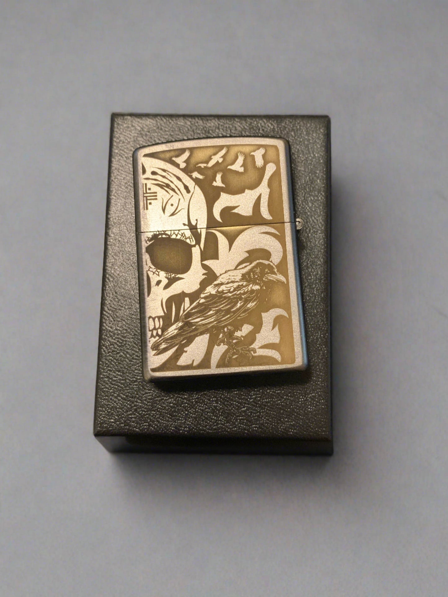 Gothic Crow Engraved Lighter